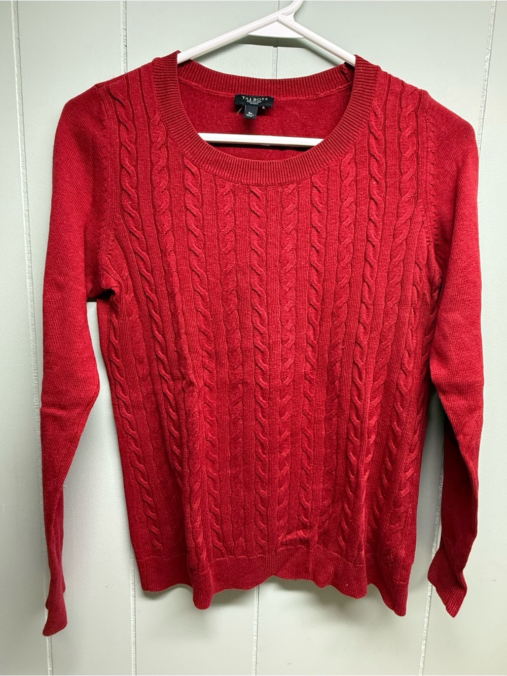 Talbots Red Cable Crewneck Sweater